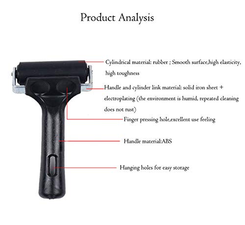 3 Pack Printmaking Brayers - Premium Brayer Rollers for Crafting, Hard Rubber Roller Brayers, Vinyl Roller Ink Paint Brush for Wallpapers Stamping Gluing Application (2.4’’, 4’’, 7.9’’) (Black)