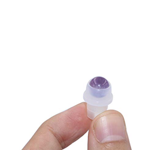 Furnido 10 Pack Natural Crystal Stones Roller Balls for Essential Oils,Use of Standard 5ml 10ml Replacement Rollers Balls,Essential Oil Roller Bottles Polished Gemstone with Plastic Insert,Amethyst