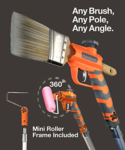 McCauley Tools Revolver- Long Handle Paint Brush Extender and Roller Holder with 360° Rotation, Paint Edger Tool for High Ceilings, Corner Painting Tool Compatible with All Threaded and Locking Poles