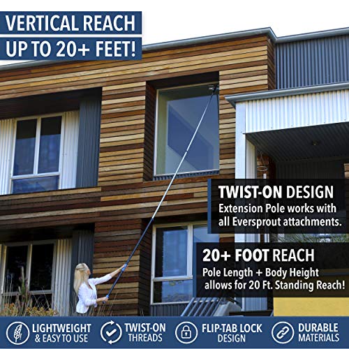 EVERSPROUT 5-to-12 Foot Telescopic Extension Pole, Lightweight Sturdy Aluminum Telescoping Pole, Easy Flip-Tab Lock Mechanism Telescopic Pole, Twist-On Metal Tip Paint Roller Extension Pole