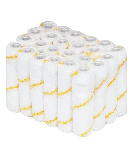 VOOMEY Microfiber Paint Roller Covers 4 Inch，1/3" Nap Mini Roller Covers，Pack of 24,Roller Covers for Painting，Home Painting Supplies