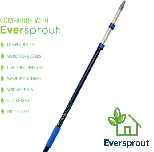 EVERSPROUT 5-to-12 Foot Telescopic Extension Pole, Lightweight Sturdy Aluminum Telescoping Pole, Easy Flip-Tab Lock Mechanism Telescopic Pole, Twist-On Metal Tip Paint Roller Extension Pole