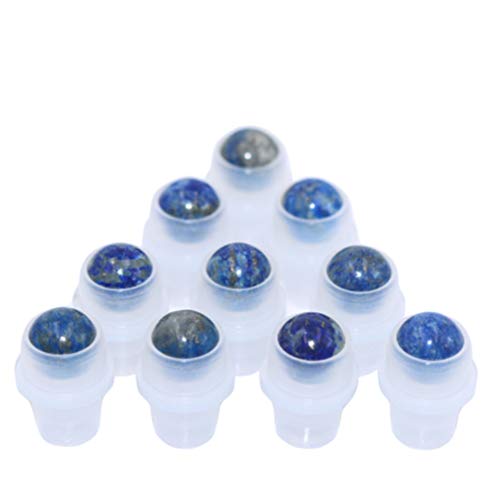 Furnido 10 Pack Natural Crystal Stones Roller Balls For Essential Oils,Use of Standard 5ml 10ml Replacement Roller Balls,Essential Oil Roller Bottles Polished Gemstone With Plastic Insert,Lapis Lazuli