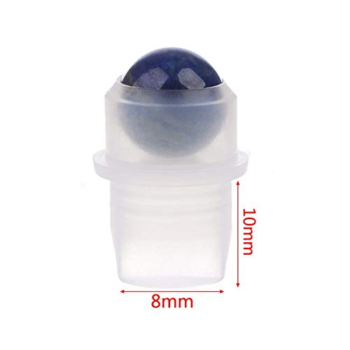 Furnido 10 Pack Natural Crystal Stones Roller Balls For Essential Oils,Use of Standard 5ml 10ml Replacement Roller Balls,Essential Oil Roller Bottles Polished Gemstone With Plastic Insert,Lapis Lazuli