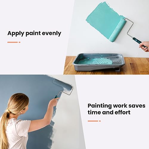 Mister Rui Paint Rollers, 6 Pack, 9 Inch Microfiber Paint Roller Covers (3/8" Nap), Paint Rollers for Painting Walls, Washable and Reusable Paint Roller Sleeves, Painting Supplies for House Painting