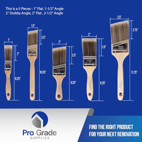 Pro Grade - Paint Brushes - 5 Ea - Paint Brush Set