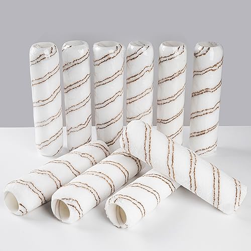 Mister Rui Paint Rollers, 6 Pack, 9 Inch Microfiber Paint Roller Covers (3/8" Nap), Paint Rollers for Painting Walls, Washable and Reusable Paint Roller Sleeves, Painting Supplies for House Painting
