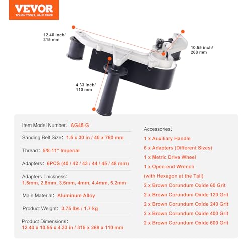 VEVOR Pipe Sander Attachment for Angle Grinder, 10PCS Sanding Belts