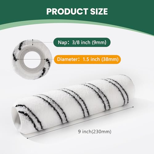 CoatPro Twools Paint Roller, Microfiber Paint Roller Covers 9 Inch (3/8” Nap), 12 Pack, Large Paint Rollers for Painting Walls, Covers for Paint Roller Kit