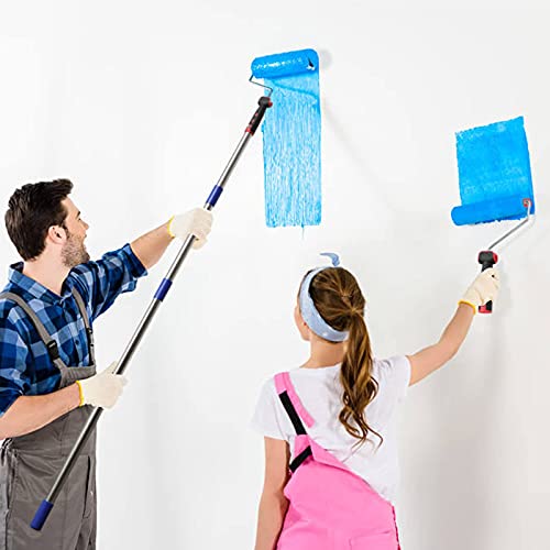 HOSKO 4FT Paint Roller Kits - 9.5 inches Roller Frame with 3 Paint Roller Covers and 36 inches Stainless Steel Detachable Handle - for Painting Walls and Ceiling