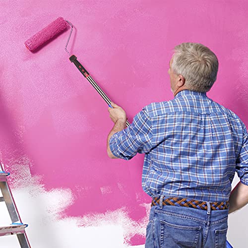 HOSKO 4FT Paint Roller Kits - 9.5 inches Roller Frame with 3 Paint Roller Covers and 36 inches Stainless Steel Detachable Handle - for Painting Walls and Ceiling