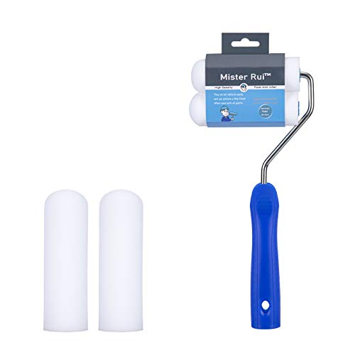 Mister Rui Paint Roller, Foam Paint Roller 4 Inch High-Density, Sponge Refills with Roller Frame (Pack of 3), Small Paint Roller Set for Home Painting & DIY Projects