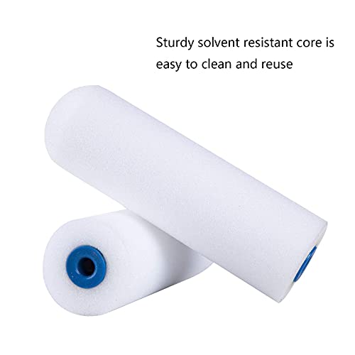 Mister Rui Paint Roller, Foam Paint Roller 4 Inch High-Density, Sponge Refills with Roller Frame (Pack of 3), Small Paint Roller Set for Home Painting & DIY Projects