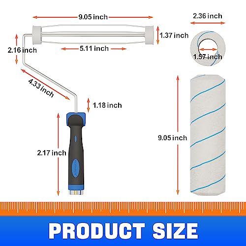 Paint Roller, 4ft Adjustable Handle Painting Rollers for Wall, 9 Inch Width Frame Roller Brush with Stainless Steel Pole, Home Painting Supplies for Painting Walls and Ceilings