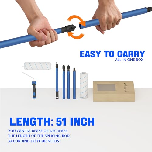 Paint Roller, 4ft Adjustable Handle Painting Rollers for Wall, 9 Inch Width Frame Roller Brush with Stainless Steel Pole, Home Painting Supplies for Painting Walls and Ceilings