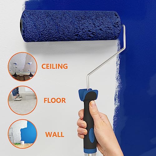 Paint Roller, 4ft Adjustable Handle Painting Rollers for Wall, 9 Inch Width Frame Roller Brush with Stainless Steel Pole, Home Painting Supplies for Painting Walls and Ceilings