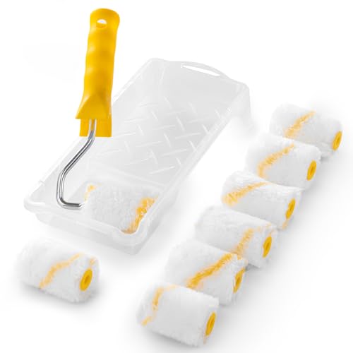 WHIIOKO Small Paint Roller brush 2 Inch Paint Roller 10 Pcs Mini Paint Roller Kit Paint Rollers for Painting are Suitable for Various Paint DIY Projects for Example,on Walls, Cabinets,Doors.