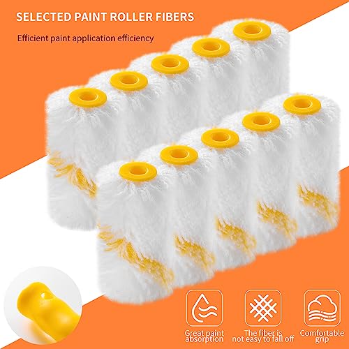 WHIIOKO Small Paint Roller brush 2 Inch Paint Roller 10 Pcs Mini Paint Roller Kit Paint Rollers for Painting are Suitable for Various Paint DIY Projects for Example,on Walls, Cabinets,Doors.