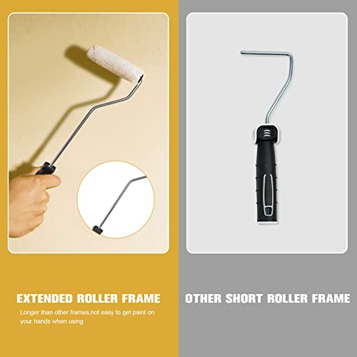 PILOT FISH 11Pcs Paint Roller Kit, Small Paint Roller with 10Pcs 4 inch Covers, Mini Paint Roller with Long Roller Frame, Paint Rollers for Painting Walls, Wall Painting Tools