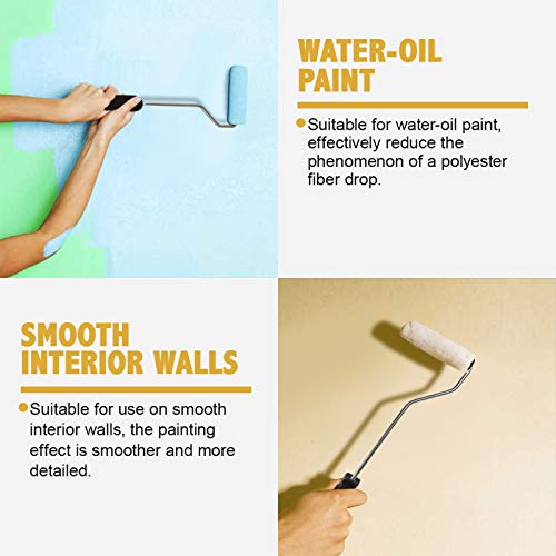 PILOT FISH 11Pcs Paint Roller Kit, Small Paint Roller with 10Pcs 4 inch Covers, Mini Paint Roller with Long Roller Frame, Paint Rollers for Painting Walls, Wall Painting Tools