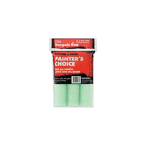 Wooster Brush R728-9 Painter's Choice Roller Cover, 3/8-Inch Nap, 3-Pack, 9-Inch , Green