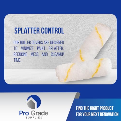 Pro Grade Paint Roller Cover Set,Wall Painting Roller Naps for Professional or Home Owners with All Paints and Stains. Paint Roller Covers are for House or Commercial Use. (4" Mini 25Ea)