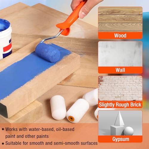 ValueMax 8PCS 2.5" Small Paint Roller Kit, Includes Foam Paint Roller Covers, Microfiber Paint Roller Covers, Paint Tray and Roller Frame, Mini Paint Roller for Painting Cabinets, Doors, Craft Work