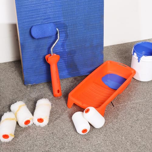 ValueMax 8PCS 2.5" Small Paint Roller Kit, Includes Foam Paint Roller Covers, Microfiber Paint Roller Covers, Paint Tray and Roller Frame, Mini Paint Roller for Painting Cabinets, Doors, Craft Work