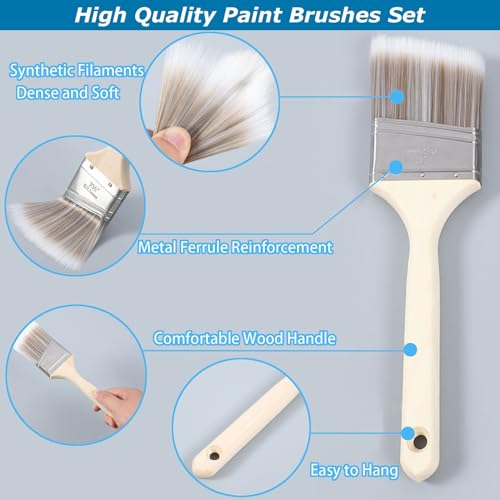 Foam Paint Roller, 18pcs 4 Inch Small Paint Roller Kit and Paint Brushes Mini Paint Foam Roller Refills Paint Trays with Liners High Density Sponge Rollers for Painting Walls