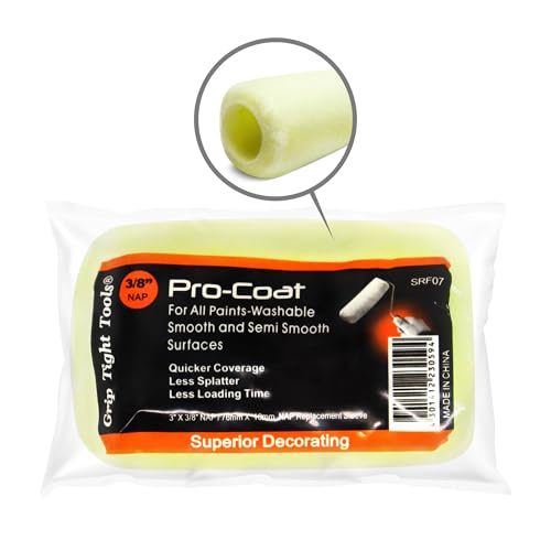 Grip Tight Tools SRF07 Professional Paint Roller Cover, 3" Roller, 3/8" Nap