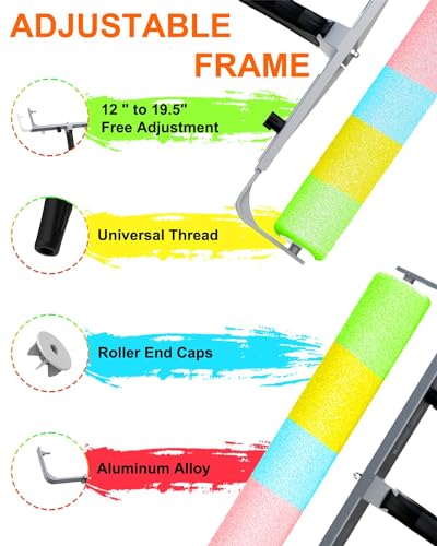 Buyplus 9 Foot High Reach Paint Roller with Lightweight Sturdy Aluminum 1-3FT Telescoping Extension Pole, Multi-Function Paint Roller Kit, House Paint Roller Brush for Walls, Ceiling, Decks, Doors