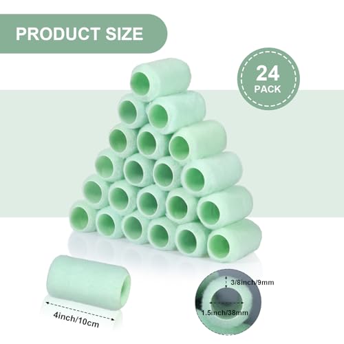 Gisafai 24 Pcs Paint Roller Covers Paint Rollers for Painting Walls Roller Paint Brush 3/8 Inch Nap Microfiber Roller Naps House Painting Supplies Paint Roller Kit for Walls Ceilings (4 Inch)
