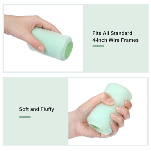 Gisafai 24 Pcs Paint Roller Covers Paint Rollers for Painting Walls Roller Paint Brush 3/8 Inch Nap Microfiber Roller Naps House Painting Supplies Paint Roller Kit for Walls Ceilings (4 Inch)