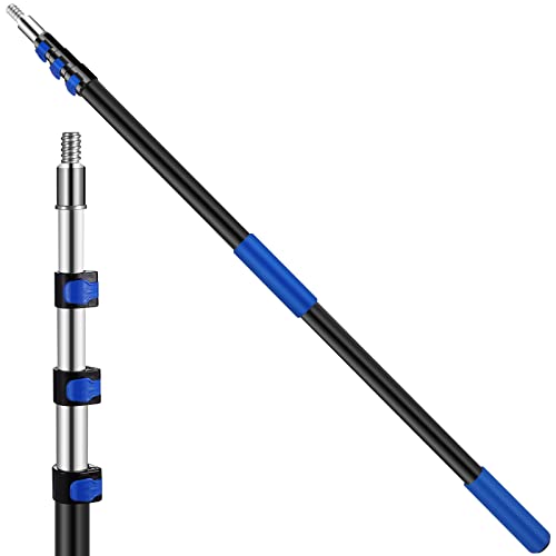 Telescopic Pole, 4.9-to-24 Foot Telescopic Extension Pole, Multi-Purpose Paint Roller Extendable Pole with Universal Twist-on Metal Tip, Sturdy Steel Telescoping Pole for Cleaning and Painting