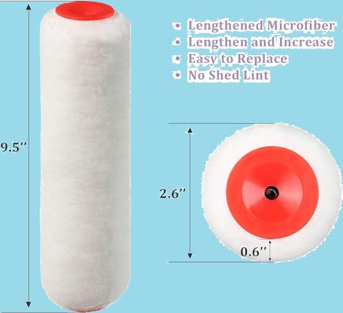 BsBsBest Paint Roller Covers, 3 Pack, 9.5" Roller Covers for Paint Rollers, Naps for Paint Roller Brush, House Painting Supplies, Roller Naps for Roller Frame White (3 PCS)