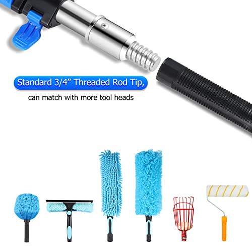 Telescopic Pole, 4.9-to-24 Foot Telescopic Extension Pole, Multi-Purpose Paint Roller Extendable Pole with Universal Twist-on Metal Tip, Sturdy Steel Telescoping Pole for Cleaning and Painting