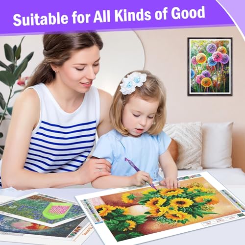 DoreenBow 14Pcs Diamond Art Painting Pen Kit Angled Screw Thread Tips Metal Stainless Steel Rainbow Diamond Art Tips Ergonomic Diamond Art Tools with Roller, Purple Pen