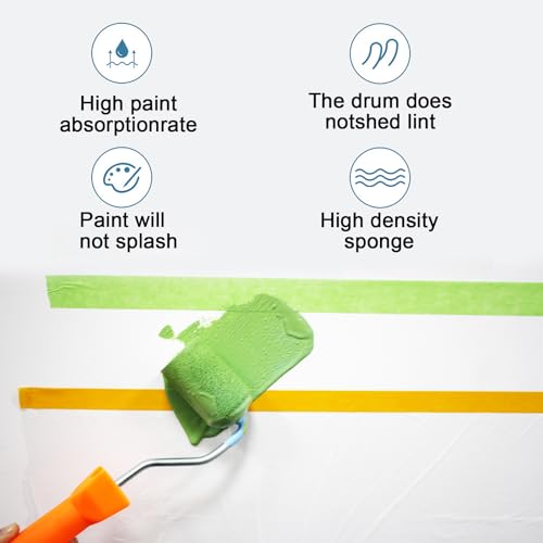 YLTOLOO 10 Pieces Paint Roller Cover, 4 inch Foam Roller Covers, High Density Foam Paint Rollers, Mini Paint Roller Kit for Painting Walls, Ceilings, Cabinets, Cupboards, Doors