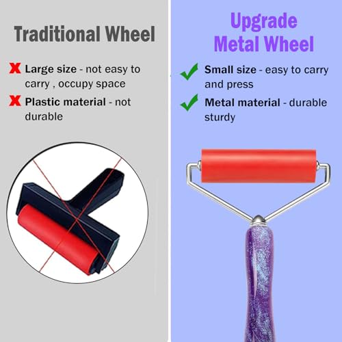 DoreenBow 14Pcs Diamond Art Painting Pen Kit Angled Screw Thread Tips Metal Stainless Steel Rainbow Diamond Art Tips Ergonomic Diamond Art Tools with Roller, Purple Pen