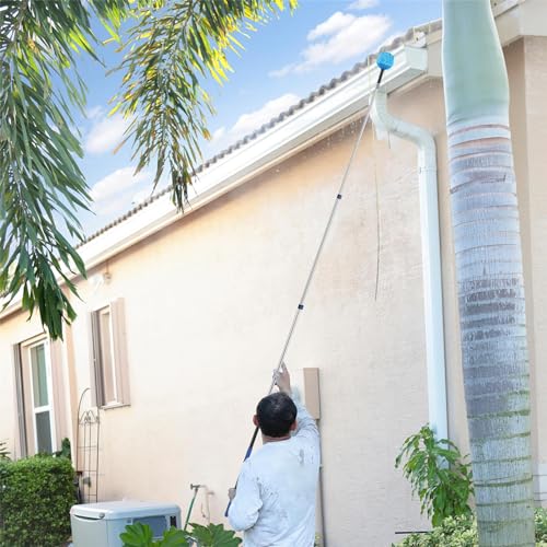 Telescopic Pole, 4.9-to-24 Foot Telescopic Extension Pole, Multi-Purpose Paint Roller Extendable Pole with Universal Twist-on Metal Tip, Sturdy Steel Telescoping Pole for Cleaning and Painting