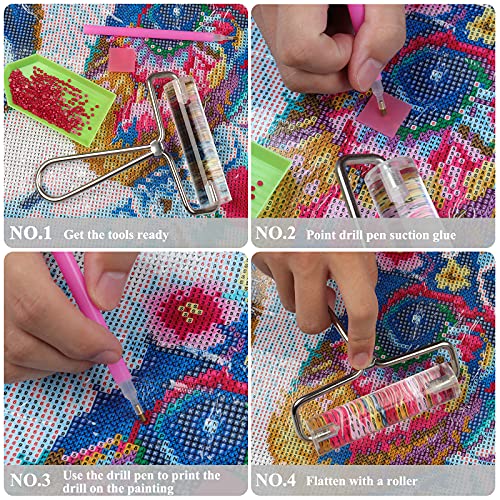 Coopay Diamond Painting Roller, Transparent Hard Acrylic Roller with Stainless Steel Handle, Diamond Painting Accessory for Crystal Art, Gift for Diamond Art Lovers, Brayer Roller for Craft, 3.9inch