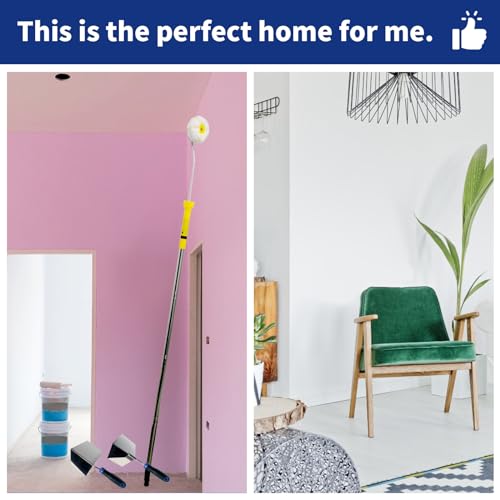 UNRUNFO Drywall Corner Tool, Corner Paint Roller, 4'' Outside Corner Knife & 4-1/5'' Inside Corner Knife, 4″ Roller & 59'' Handle + Extension Pole