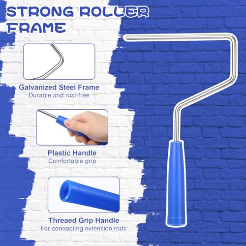 Nezyo 24 Pcs Paint Roller Kit 18 Foam Paint Rollers 6 Inch Roller Frame and Paint Tray with 4 Paint Tray Liners Small Paint Roller Tray Set for Painting Walls, Cabinets