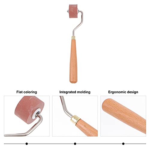 EXCEART Brayer Roller Soft Rubber Brayer with Wooden Handle Glue Roller for DIY Craft Art Ink Paint Block Stamping Printmaking Wallpaper 2cm