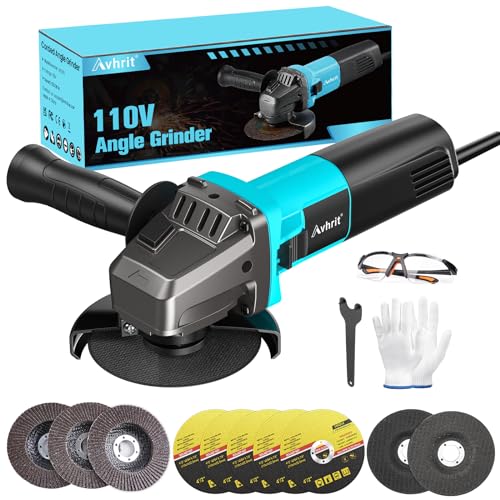 Avhrit 10-Amp Corded Angle Grinder with Accessories