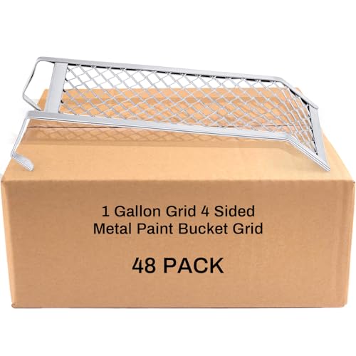 Landhoow 24 Pcs Grid 4 Sided Metal Paint Bucket Grid Heavy Duty Paint Screen for Bucket Household Metal Paint Roller Grid, Silver (1 Gallon)