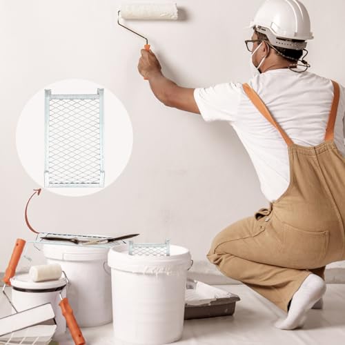 Landhoow 24 Pcs Grid 4 Sided Metal Paint Bucket Grid Heavy Duty Paint Screen for Bucket Household Metal Paint Roller Grid, Silver (1 Gallon)