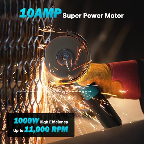 Avhrit 10-Amp Corded Angle Grinder with Accessories