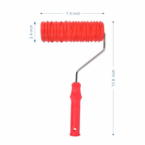Hanroy 8'' Patterned Paint Roller for Wall Decoration Classic Texture Rubber Roller Decorative Household DIY Paint Art Tool for Wall Decoration (2018T)