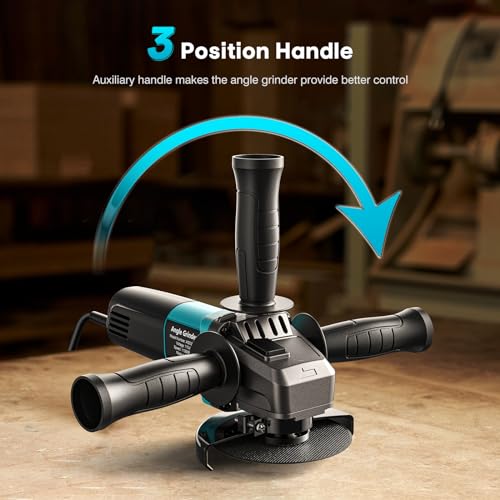 Avhrit 10-Amp Corded Angle Grinder with Accessories